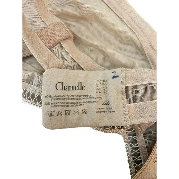 Chantelle Women's Beige Underwire Non Padded Mesh Push Up Bra Size 38C - Picture 3 of 4